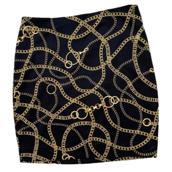 Ricki’s Chain Print Black MIDI Pull On Skirt size Medium - Picture 1 of 4